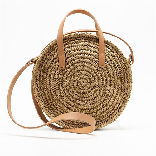 Hand-woven straw bag