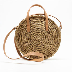 Hand-woven straw bag